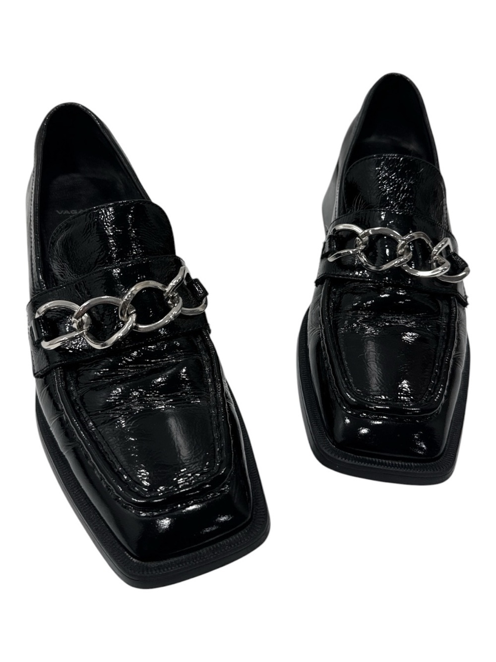 VAGABOND Patent Leather Chain-Accent Block Heel Blanca Loafers size 39 US 9 - Picture 11 of 12